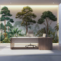Lush Tropical Canopy Mural Wallpaper — Botanical Art Print Mural Wallpaper - pure wallpaper artwork
