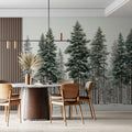 Snowy Pine Forest Mural Wallpaper — Impressionistic Winter Landscape Mural Wallpaper - pure wallpaper artwork
