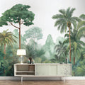 Verdant Jungle Palm Mural Wallpaper — Hand-Painted Botanical Style Mural Wallpaper - pure wallpaper artwork