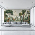 Safari Wildlife Mural Wallpaper — Vintage Tropical Landscape Mural Wallpaper - pure wallpaper artwork