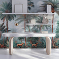 Vintage Tropical Wildlife Mural Wallpaper — Mist Forest Landscape Mural Wallpaper - pure wallpaper artwork