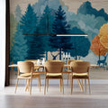 Abstract Deer Forest Mural Wallpaper — Vibrant Woodland Scene Mural Wallpaper - pure wallpaper artwork