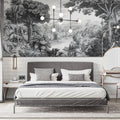 Monochrome Jungle Landscape Mural Wallpaper with Elephants Mural Wallpaper - pure wallpaper artwork