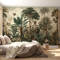Vintage Tropical Jungle Mural Wallpaper — Antique Botanical Scene Mural Wallpaper - pure wallpaper artwork