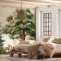 Rustic Deer and Woodland Forest Mural Wallpaper —Vintage Style Mural Wallpaper - pure wallpaper artwork