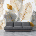 Gilded Foliage Mural Wallpaper — Sophisticated Metallic Botanical Mural Wallpaper - pure wallpaper artwork