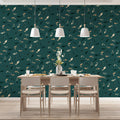 Abstract Shoal Fish Mural Wallpaper — Modern Deep Teal Marine Print Mural Wallpaper - pure wallpaper artwork
