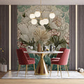 Art Nouveau Floral Mural Wallpaper — Soft Botanical Art Mural Wallpaper - pure wallpaper artwork