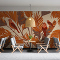 Rust Tropical Bird Mural Wallpaper — Warm Botanical Design Mural Wallpaper - pure wallpaper artwork