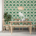 Stylized Forest Grid Mural Wallpaper — Minimalist Nature Print Mural Wallpaper - pure wallpaper artwork