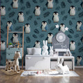 Cute Baby Penguin Mural Wallpaper Adorable Antarctic Pattern Mural Wallpaper - pure wallpaper artwork