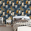 Penguin Family Illustration Mural Wallpaper — Whimsical Nature Scene Mural Wallpaper - pure wallpaper artwork