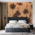 Vintage Palm Tree Mural Wallpaper — Soft Peach and Earthy Tones Mural Wallpaper - pure wallpaper artwork