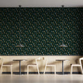 Small Scale Botanical Leaf Mural Wallpaper in Deep Forest Green Mural Wallpaper - pure wallpaper artwork