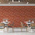 Terracotta Botanical Bird Mural Wallpaper — Classic Small-Scale Print Mural Wallpaper - pure wallpaper artwork