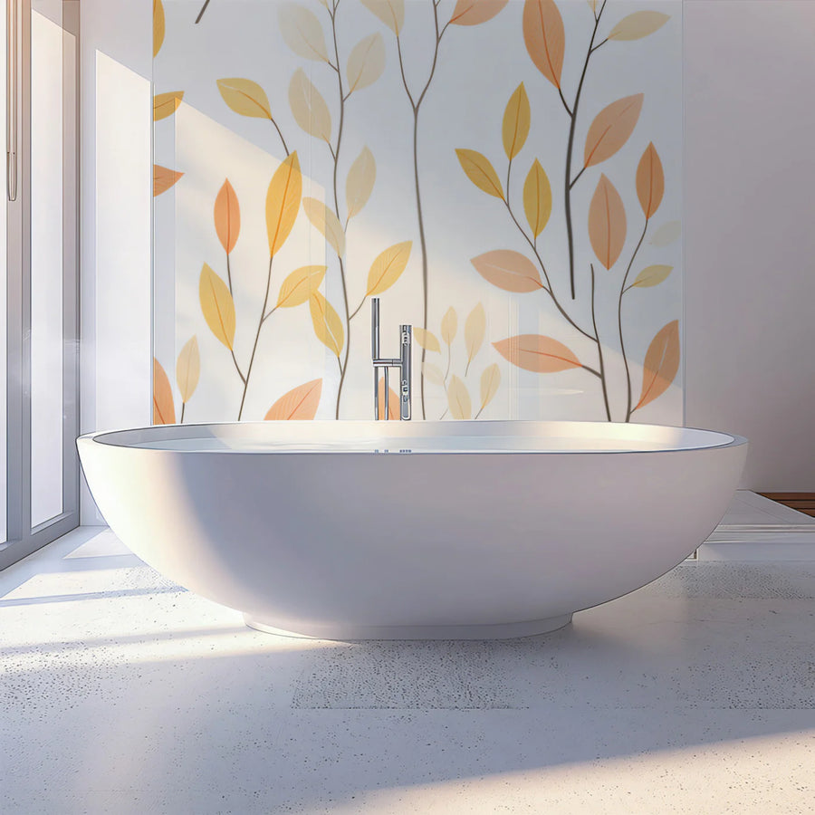 Minimalist Botanical Branch Mural Wallpaper in Soft Peach and Ochre Mural Wallpaper