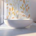 Minimalist Botanical Branch Mural Wallpaper in Soft Peach and Ochre Mural Wallpaper - pure wallpaper artwork