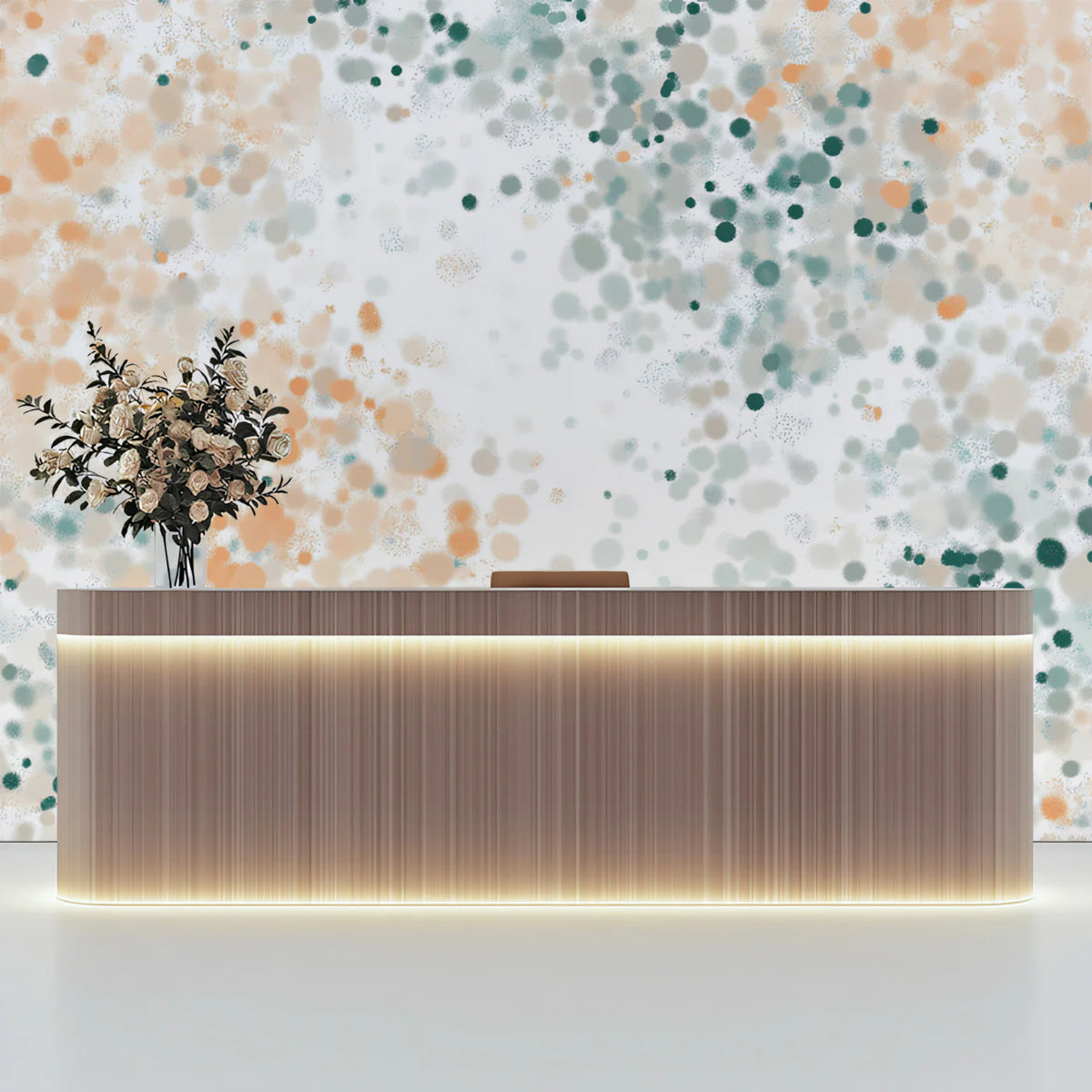 Abstract Speckle Mural Wallpaper — Soft Teal and Peach Hues Mural Wallpaper - pure wallpaper artwork