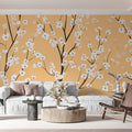 Spring Blossom Mural Wallpaper — Artistic Floral Branch Print Mural Wallpaper - pure wallpaper artwork