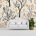 Abstract Forest Blossom Mural Wallpaper — Whimsical Hand-Painted Art Mural Wallpaper - pure wallpaper artwork