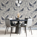 Crescent Moon & Perched Bird Mural Wallpaper —Monochromatic Sketch Mural Wallpaper - pure wallpaper artwork