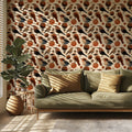 Folk Bird and Circle Mural Wallpaper — Whimsical Earthy Pattern Mural Wallpaper - pure wallpaper artwork