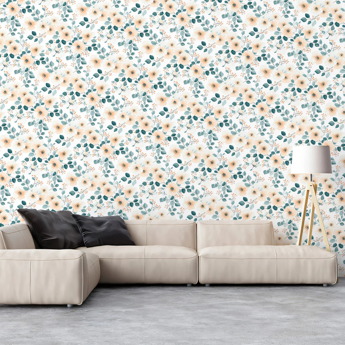 Dainty Watercolor Wildflower Mural Wallpaper — Soft Pastel Floral Mural Wallpaper - pure wallpaper artwork