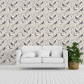 Crescent Moon and Perching Bird Mural Wallpaper —Monochromatic Mural Wallpaper - pure wallpaper artwork