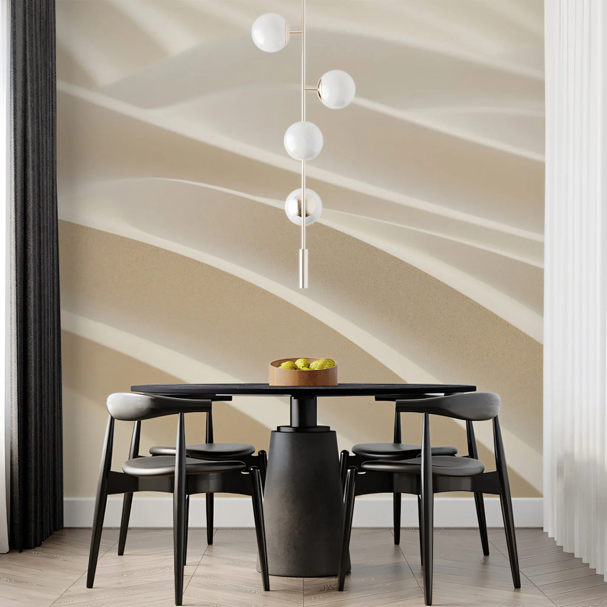 Abstract Sand Dune Mural Wallpaper — Sculptural Neutral Waves Mural Wallpaper - pure wallpaper artwork