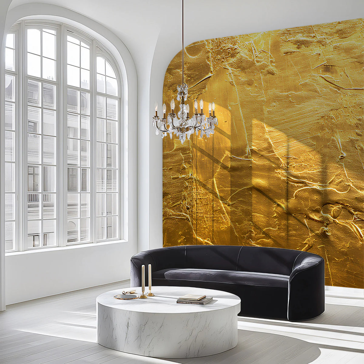 Metallic Gold Impasto Mural Wallpaper — Textured Abstract Art Mural Wallpaper - pure wallpaper artwork