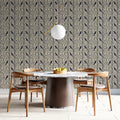 Stylized Bird and Branch Mural Wallpaper in Charcoal and Sand Mural Wallpaper - pure wallpaper artwork