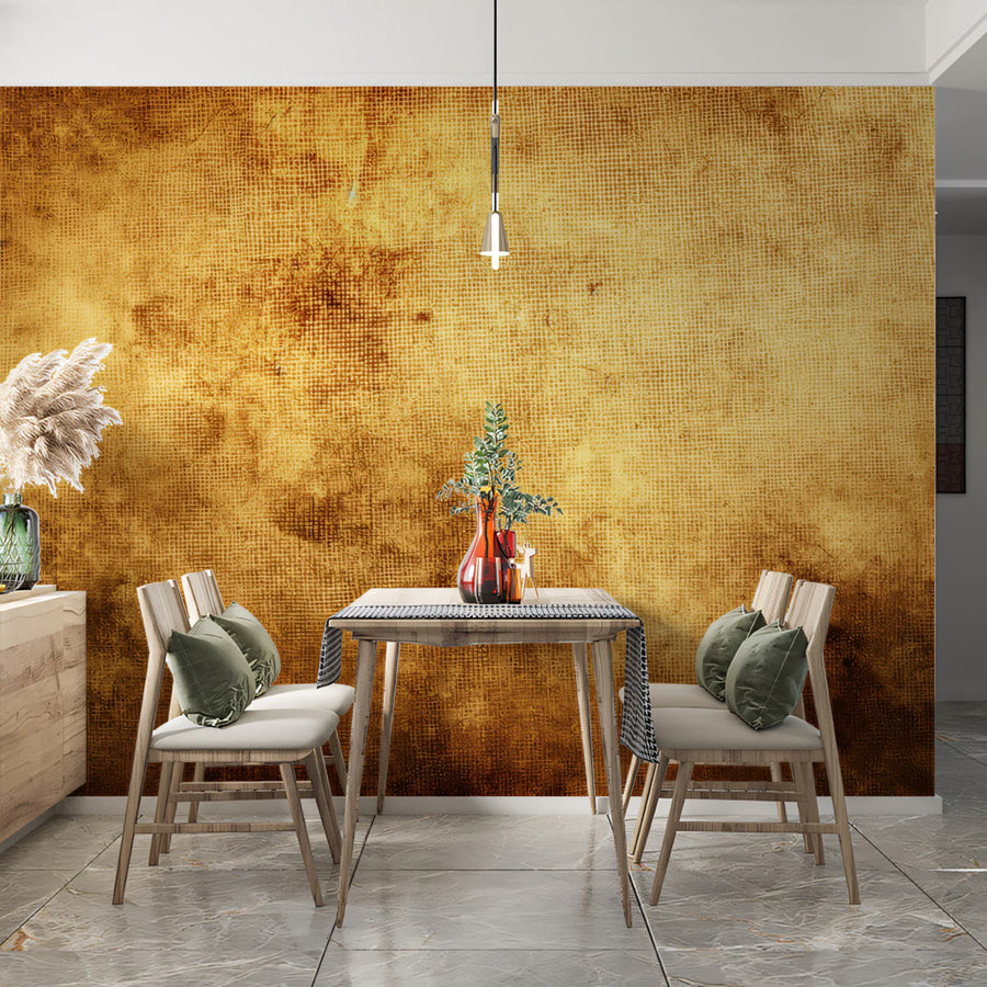 Aged Canvas Mural Wallpaper — Distressed Ochre and Umber Texture Mural Wallpaper