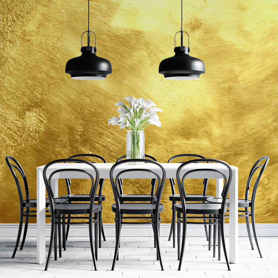 Brushed Gold Abstract Mural Wallpaper — Luminous Metallic Finish Mural Wallpaper