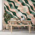 Abstract Wave Organic Mural Wallpaper — Fluid Modern Pattern Mural Wallpaper - pure wallpaper artwork