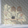 Diagonal Wavy Line Mural Wallpaper — Soft Sage and Blush Mural Wallpaper - pure wallpaper artwork
