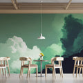 Ethereal Green Cloudscape Mural Wallpaper — Impressionist Style Mural Wallpaper - pure wallpaper artwork