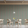 Wavy Vertical Stripe Mural Wallpaper — Soft Sage and Blush Mural Wallpaper - pure wallpaper artwork