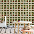 Potted Succulent Grid Mural Wallpaper —Whimsical Botanical Pattern Mural Wallpaper - pure wallpaper artwork