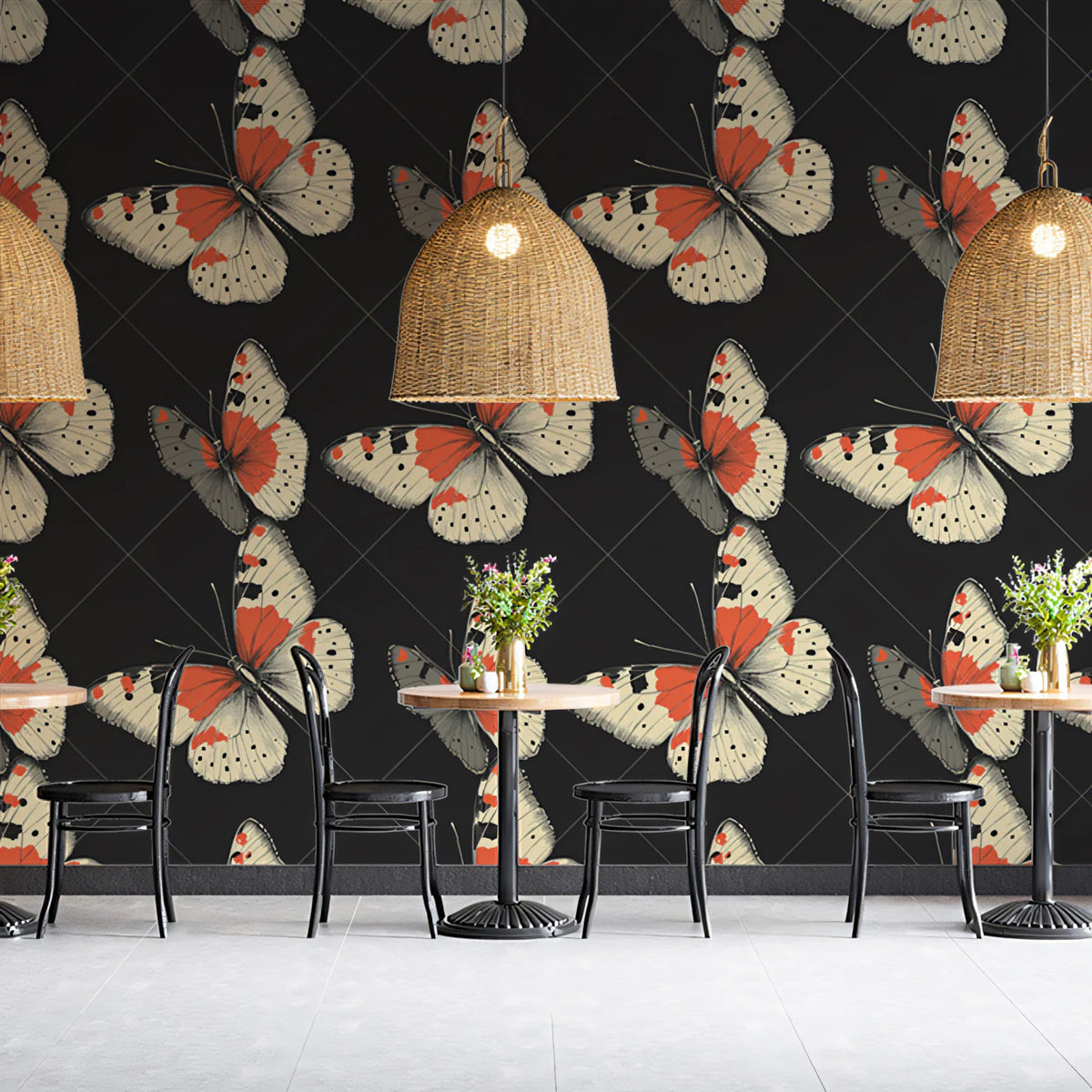 Monarch Butterfly Mural Wallpaper — Modern Graphic Motif Mural Wallpaper - pure wallpaper artwork