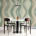 Mid-Century Wavy Stripe Mural Wallpaper — Soft Retro Curves Mural Wallpaper - pure wallpaper artwork
