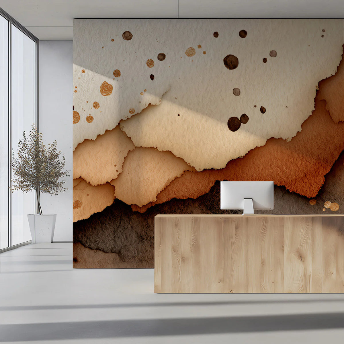 Abstract Torn Paper Mural Wallpaper — Warm Earthy Tones Mural Wallpaper - pure wallpaper artwork