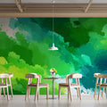 Abstract Watercolor Green Cloud Mural Wallpaper - pure wallpaper artwork