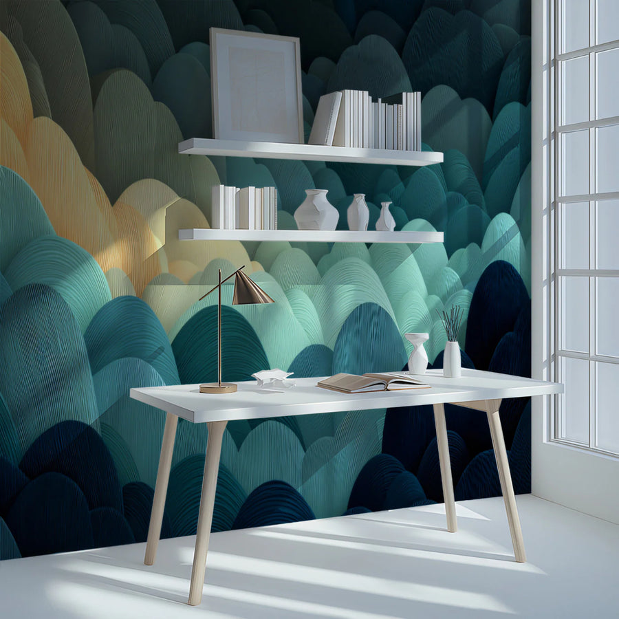Abstract Organic Wave Mural Wallpaper — Modern Layered Texture Mural Wallpaper