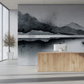 Monochrome Ink Landscape Mural Wallpaper — Abstract Artistic Design Mural Wallpaper - pure wallpaper artwork