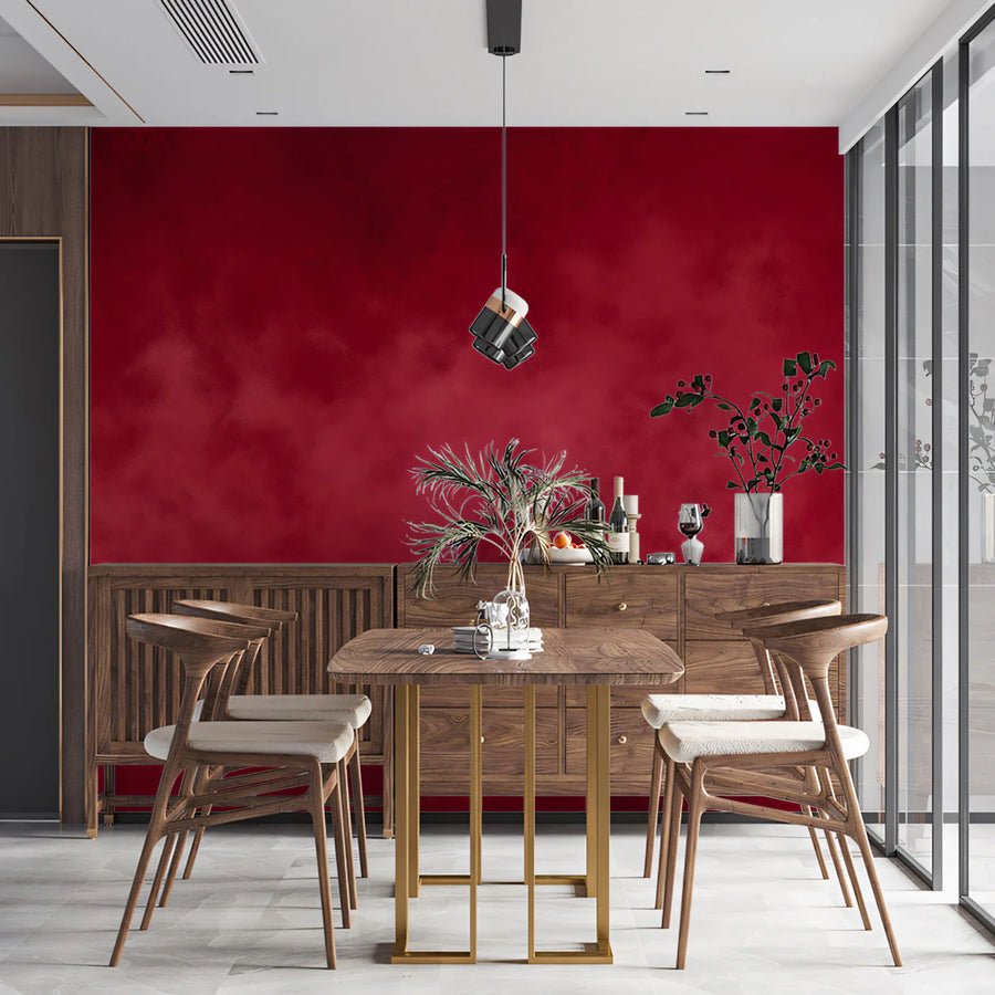 Crimson Cloud Mural Wallpaper — Rich Abstract Texture Mural Wallpaper