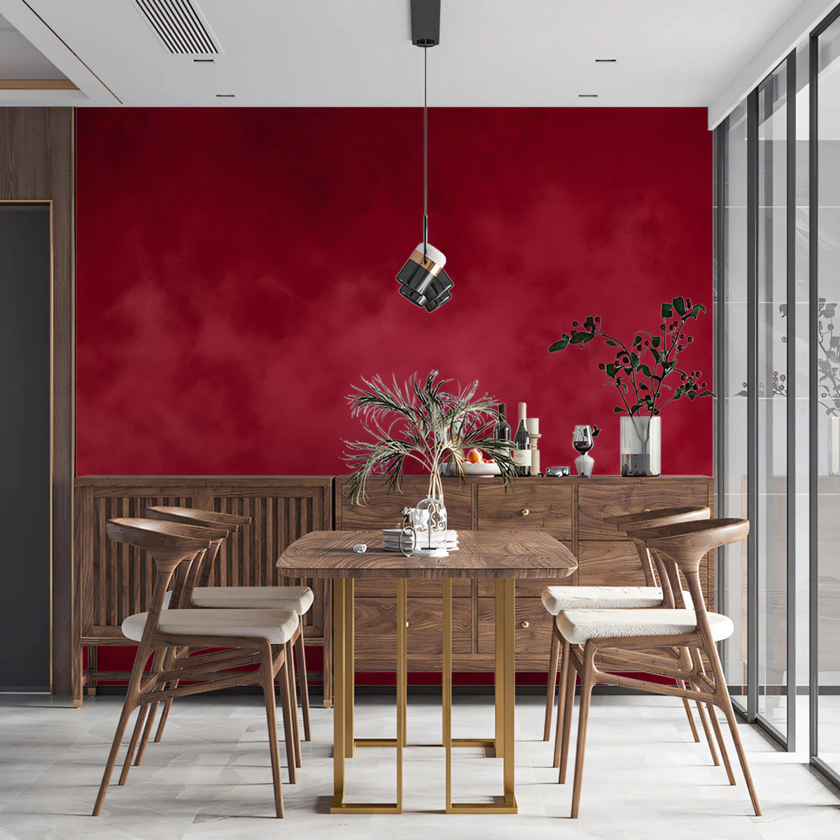 Crimson Cloud Mural Wallpaper — Rich Abstract Texture Mural Wallpaper - pure wallpaper artwork