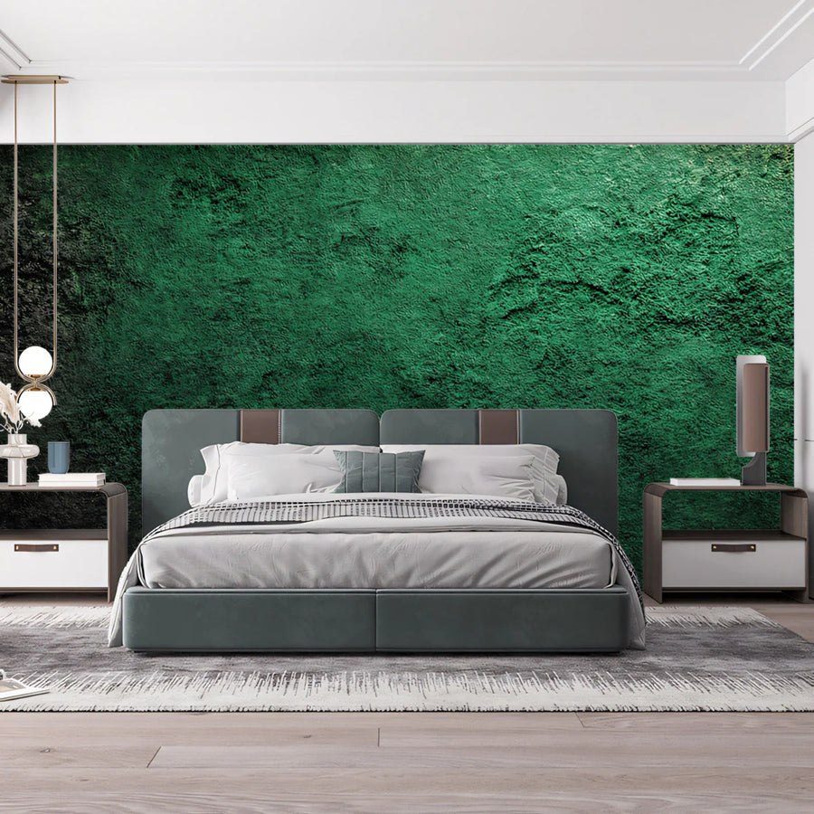 Deep Forest Green Concrete Mural Wallpaper — Textured Wall Finish Mural Wallpaper