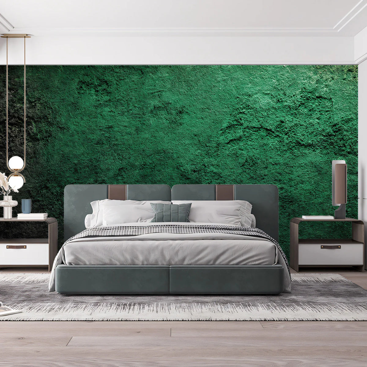 Deep Forest Green Concrete Mural Wallpaper — Textured Wall Finish Mural Wallpaper - pure wallpaper artwork