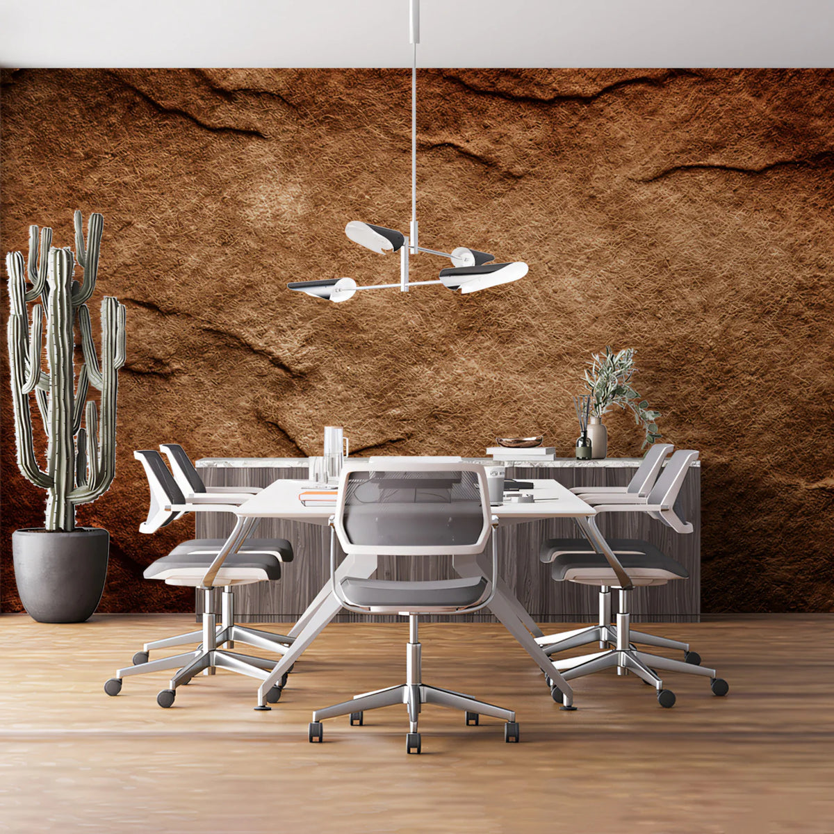 Rustic Earth Stone Mural Wallpaper — Deep Copper and Brown Texture Mural Wallpaper - pure wallpaper artwork