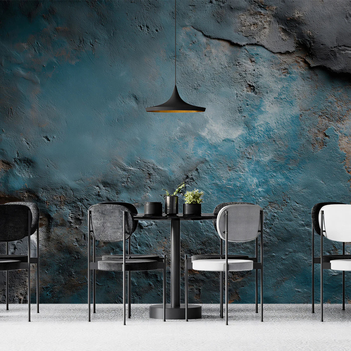 Weathered Concrete Mural Wallpaper — Industrial Blue and Rust Mural Wallpaper - pure wallpaper artwork